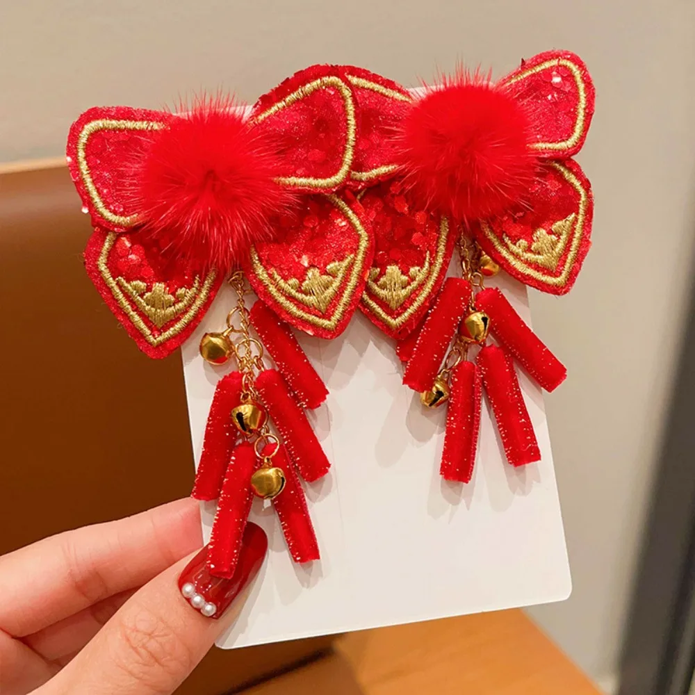 Детская заколка принцессы Лев в китайском стиле с бантом плюшевый шар новогодние