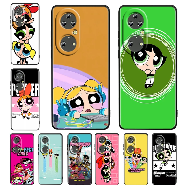 

Cartoon The Powerpuff Girls For Huawei P50 P20 P30 P40 P10 Pro Lite E Plus 5G P9 Lite Mini Silicone Soft Black Phone Case Fundas
