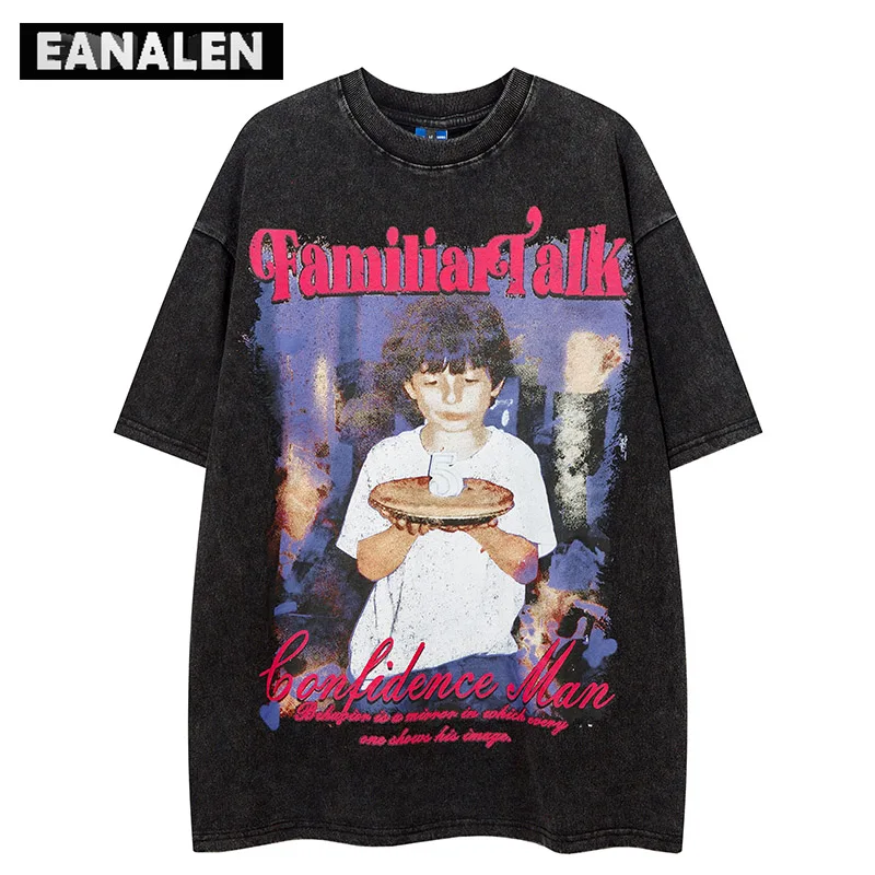 

Футболка мужская оверсайз с коротким рукавом, стиль ретро, портрет абстрактной звезды, стиль рэп, летняя повседневная Уличная одежда в стиле ретро, Y2K