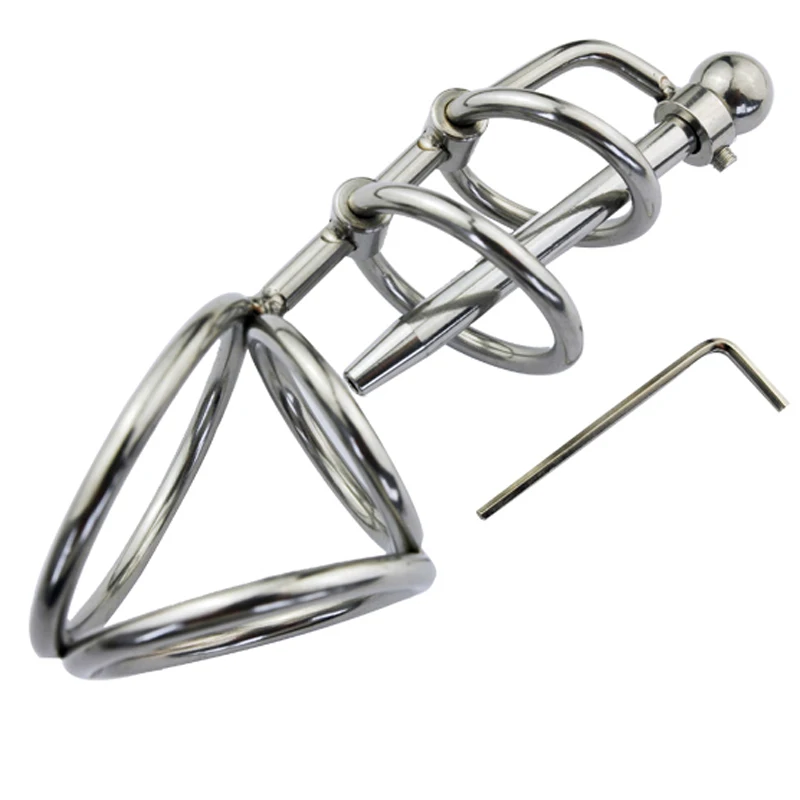 

Stainless Steel Chastity Device Cock Ring Scrotum Bondage Ball Stretcher Urethral Sound Dilators Penis Plug Sex Toys For Men