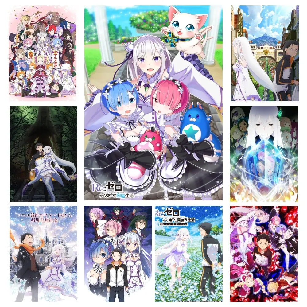 ReZero Kara Hajimeru Isekai Seikatsu аниме постер настенное искусство домашний декор комната Декор цифровая живопись Гостиная Ресторан Кухня