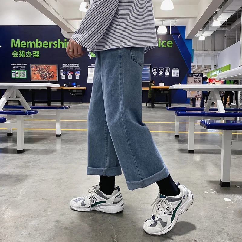 Summer Blue Jeans Men's Fashion Casual Oversized Wide Leg Jeans Men Streetwear Hip Hop Loose Straight Denim Pants Mens Trousers