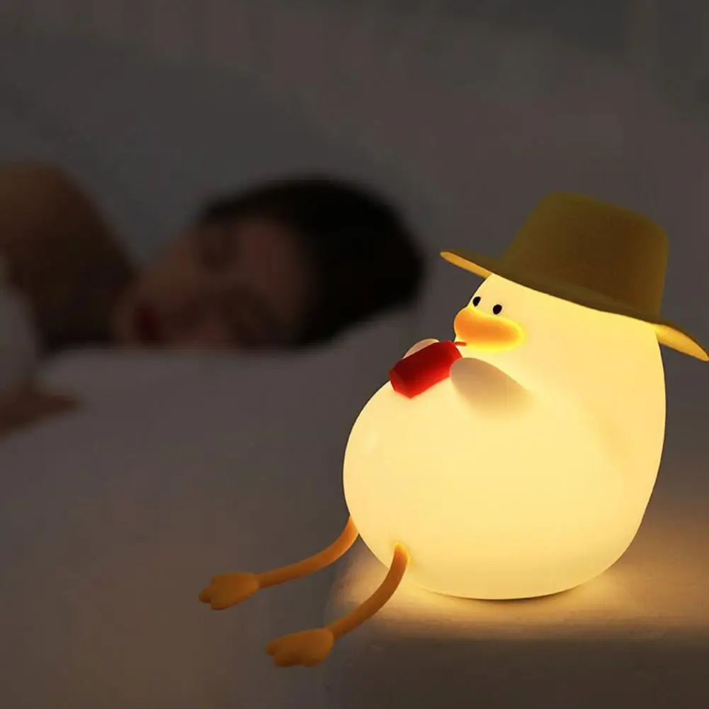 

Светодиодный светильник, Очаровательная мультяшная утка, ночник, регулируемая яркость, несколько цветов, силиконовая лампа премиум-класса для комфортного сна