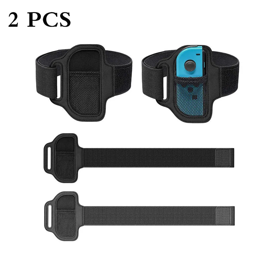 2PCS Adjustable Leg Strap Elastic Band For Nintendo Switch Joycon Ring Fit Adventure Game Ring Feet Accessories Black