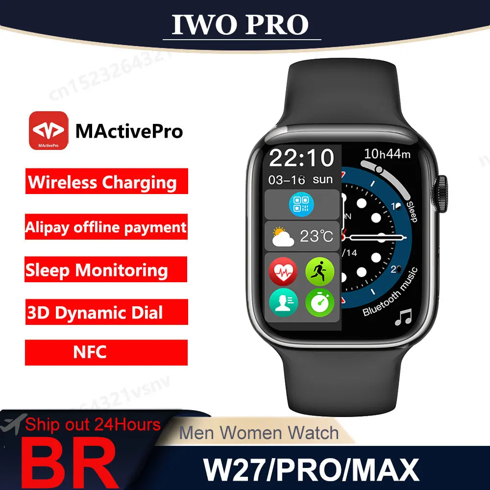 

IWO W27 Pro/Max Смарт-часы серии 7 для мужчин и женщин Bluetooth Вызов NFC Беспроводная зарядка умные часы Полный сенсорный экран часы для мужчин