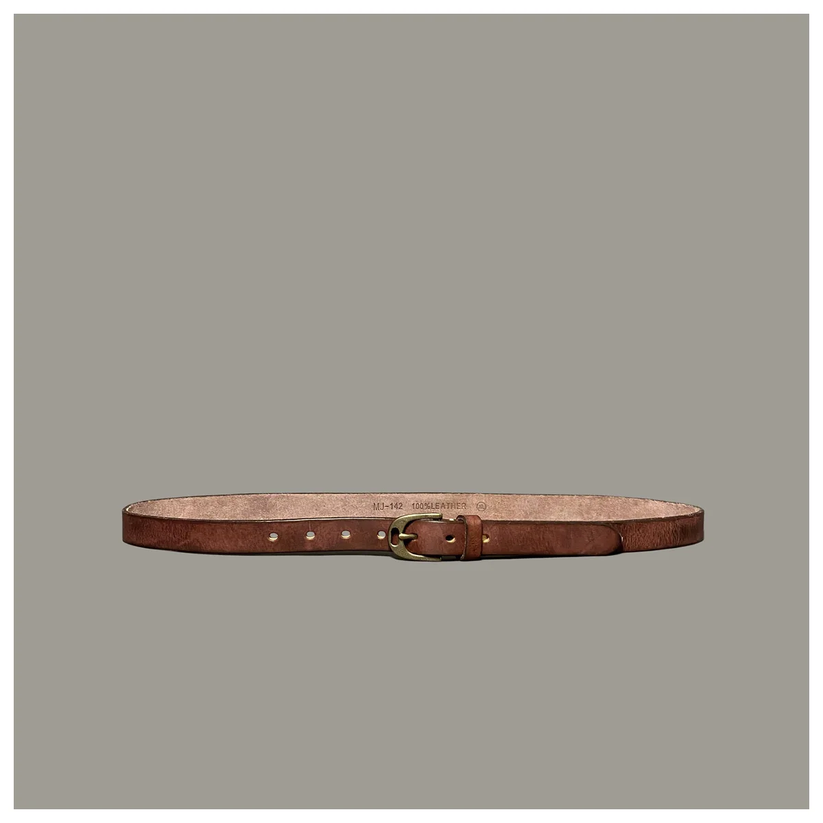 Japanese handmade women's denim casual leather belt retro pure copper stirrup buckle fashion Joker belt wine red