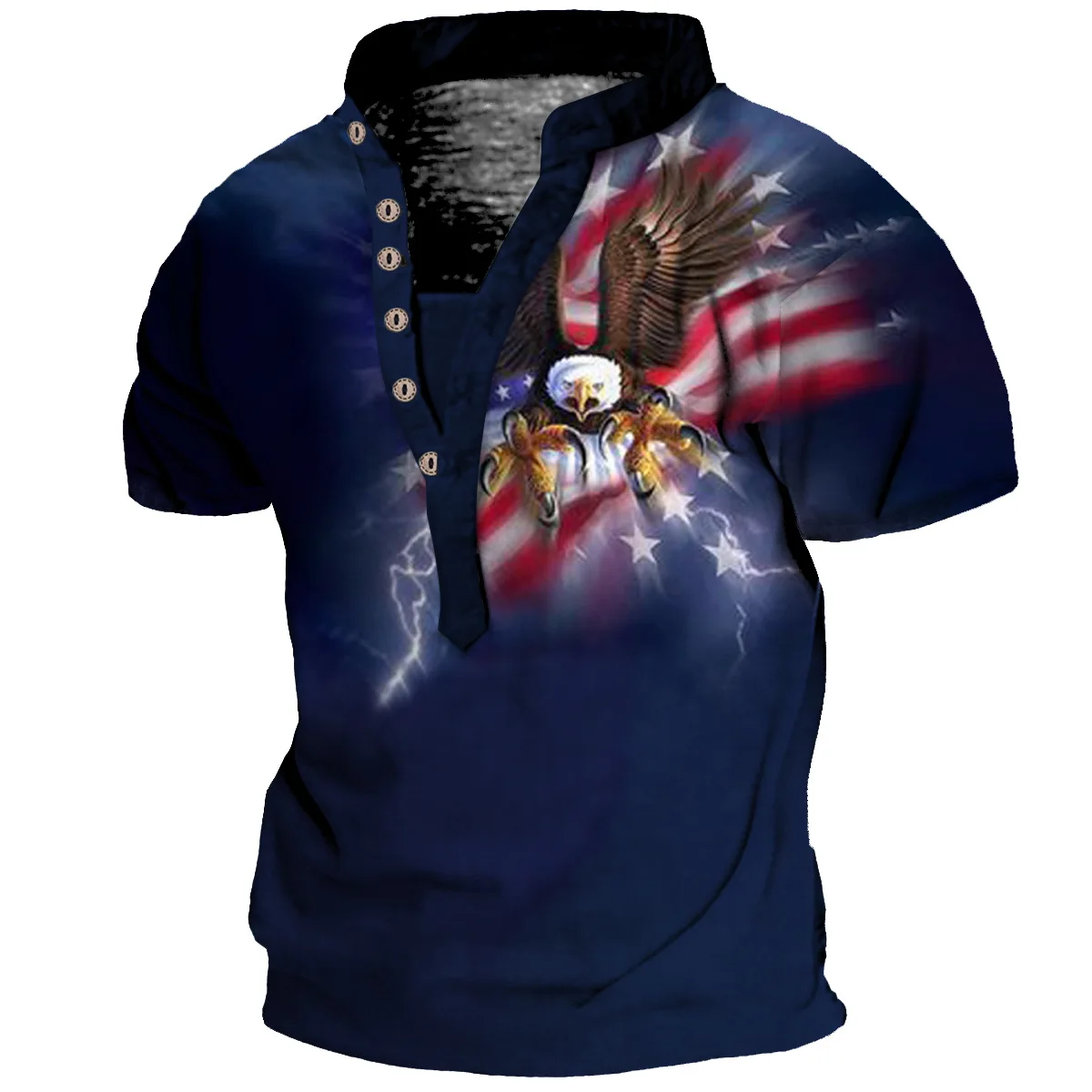 Fashion America Independence Day 3D Print Men's T-shirts Summer V-neck USA Flag Short Sleeve Clothing Streetwear Tops