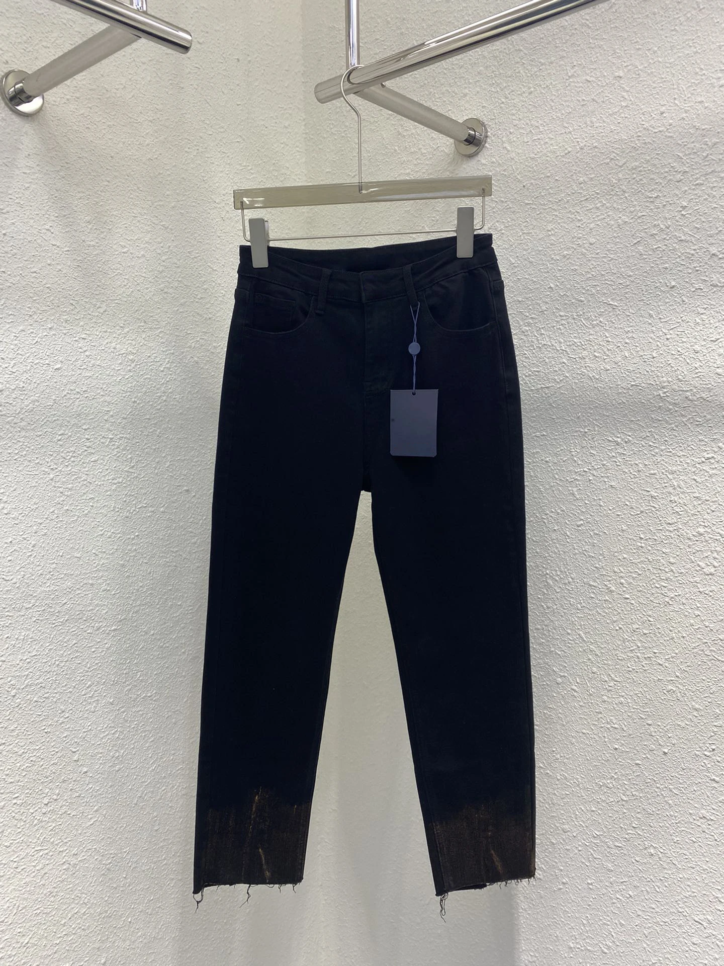 Spring and summer stretch back split color spray painted straight leg jeans wear a good proportion inclusive