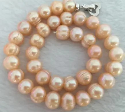 

9-10mm south sea baroque gold pink pearl necklace 18"