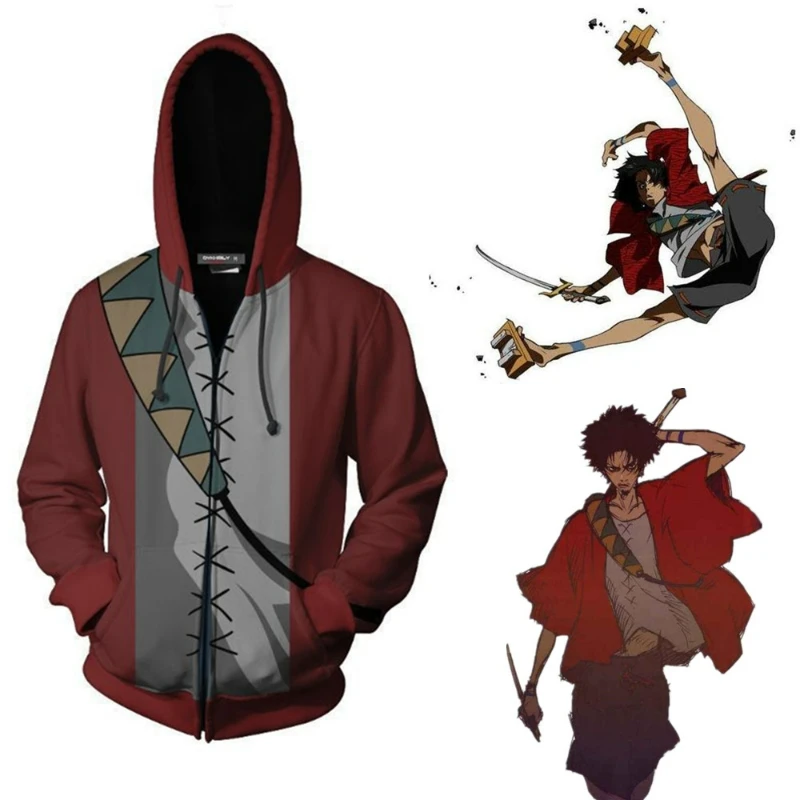 

Hot Japan Anime Mugen 3D Samurai Champloo Unisex Cosplay Costume Hoodie Coat Casual Zipper Jacket Uniform Tops Costume