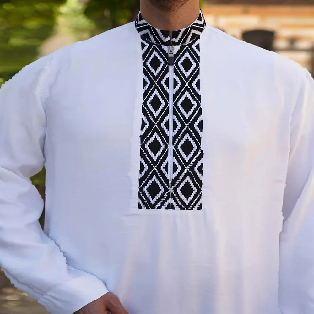 2022 New Arab Middle East Ramadan Clothing Long Sleeve Simple Solid Color Men Robes Muslim Ropas De Hombre árabe