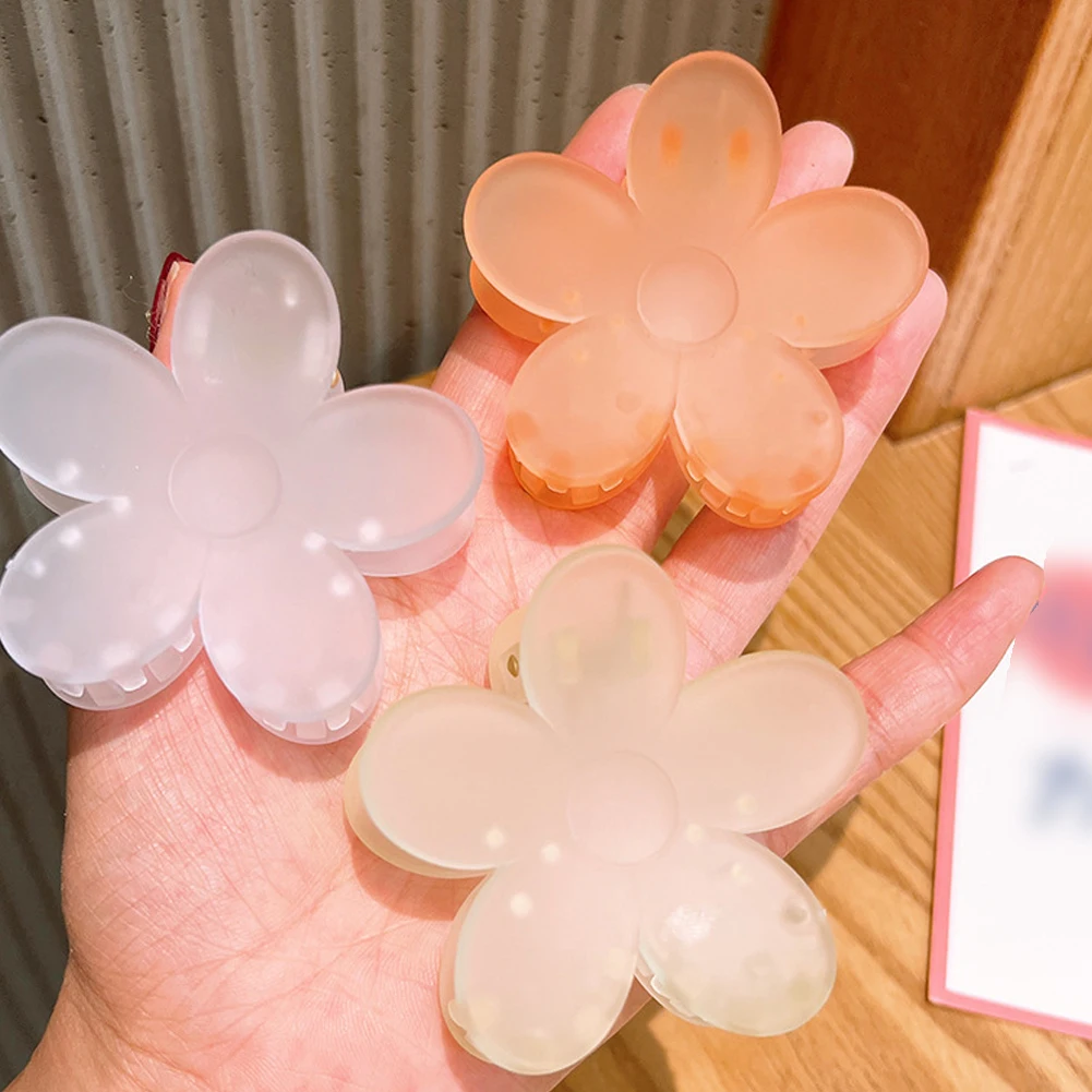 

New Matte Solid Hair Claws Elegant Clear Flower Acrylic Hair Clips Hairpins Barrettes Headwear For Women Girls Hair Accessories