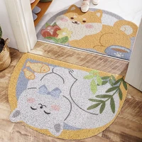 doormats entrance door rug japanese style semicircle cartoon pvc durable material hand washable carpet silk circle mat