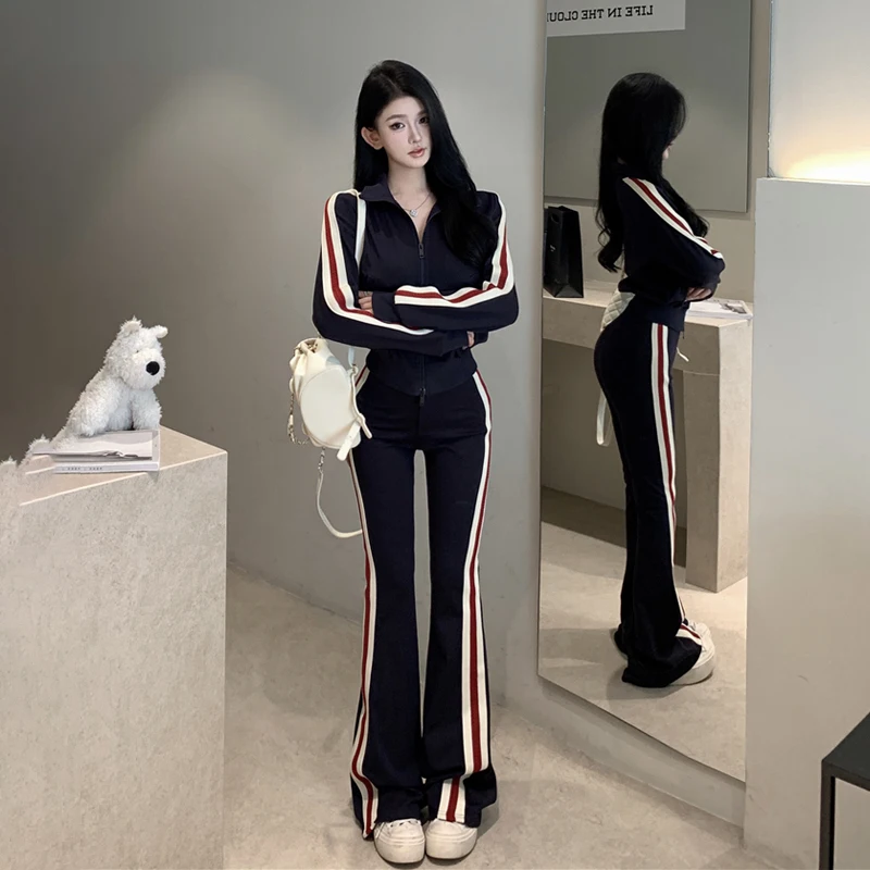 Sports Sweatshirts with Trousers for Women 2024 New Early Autumn Clothes a Complete Set of Casual and Winter Outfits wit