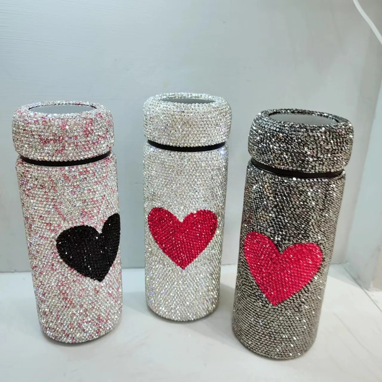 

350ml rhinestone love thermos cup stainless steel large capacity water cup car carry-on cup coffee cup travel kettle gift