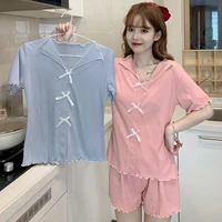 princess pajamas ladies summer thin casual short sleeve shorts two piece suit sweet and cute homewear