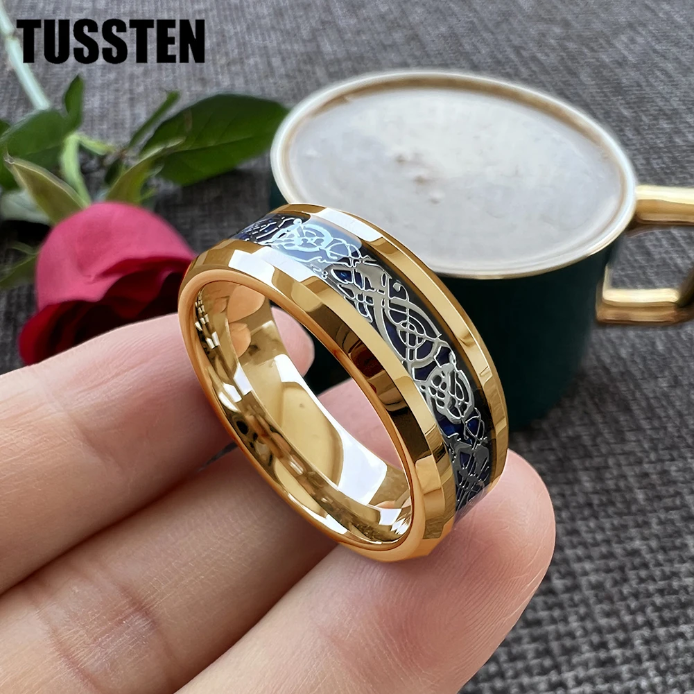 Кольцо TUSSTEN с драконом 6/8 мм свадебное кольцо из вольфрама для мужчин и женщин со