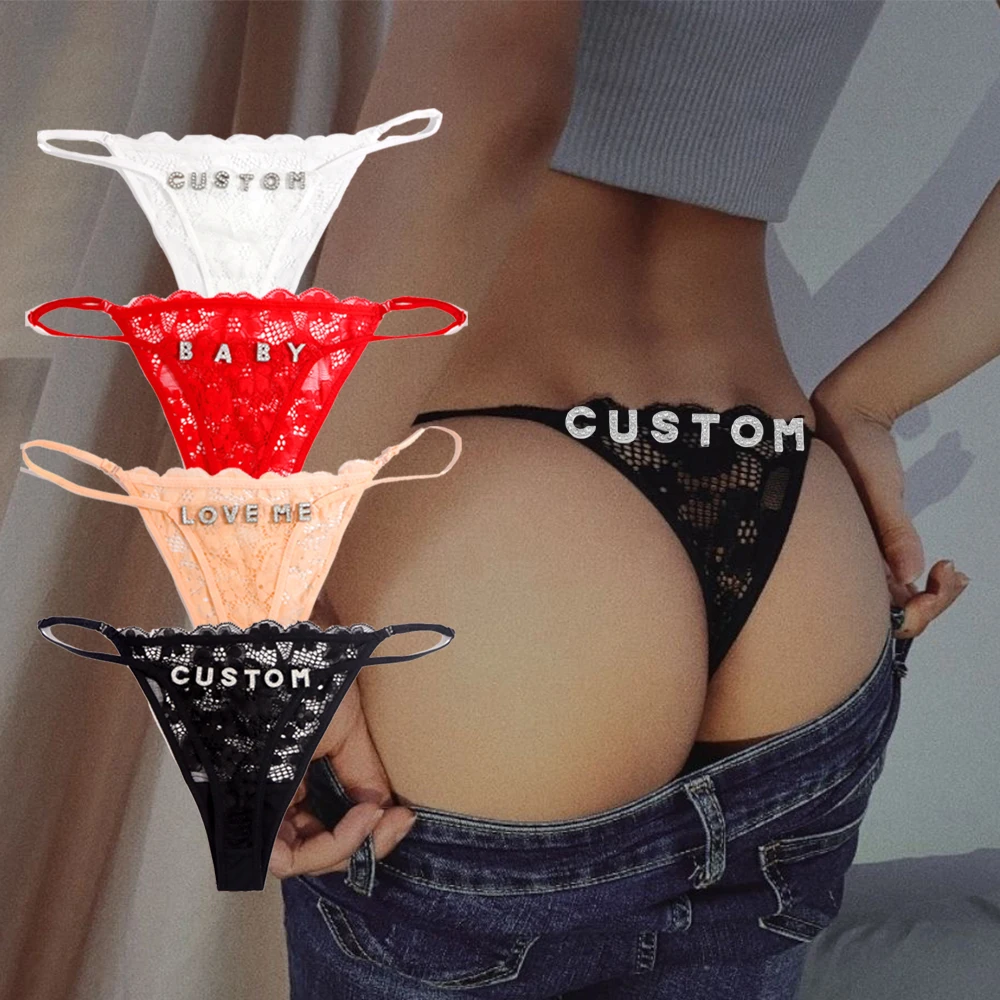 Новинка сетчатые кружевные стринги на заказ трусики с буквами и именами для