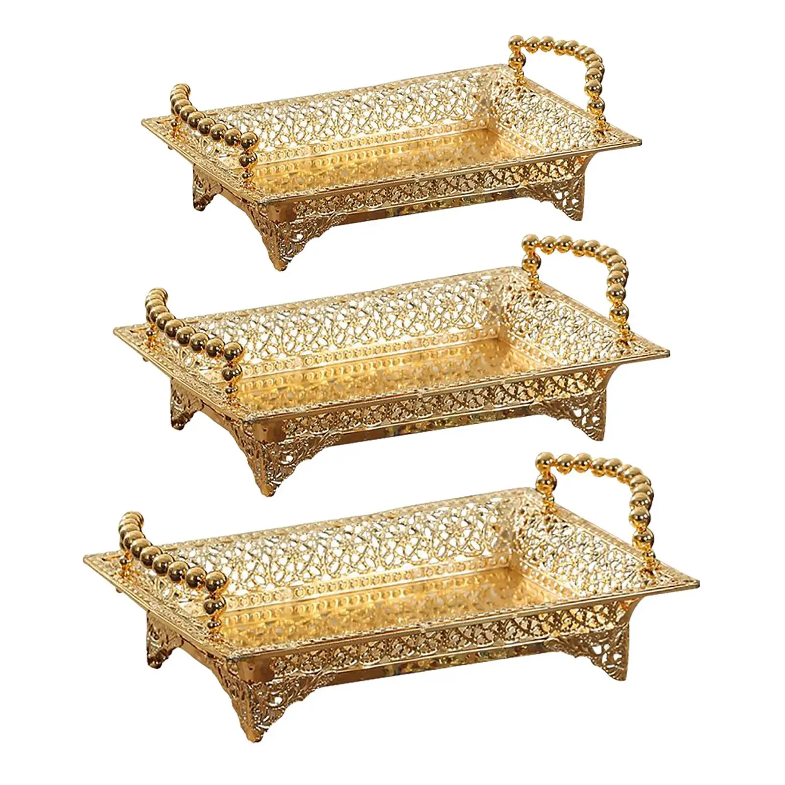 

Golden Fruit Tray Counter Tray Holder Storage Decoration Plates for Parties