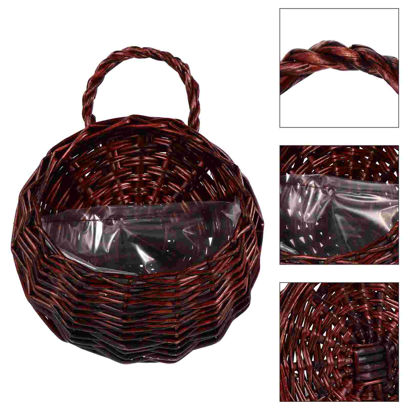 

Basket Hanging Planter Woven Pot Flower Wall Rattan Seagrass Baskets Holders Wicker Holder Pots Succulent Garden Jute Storage