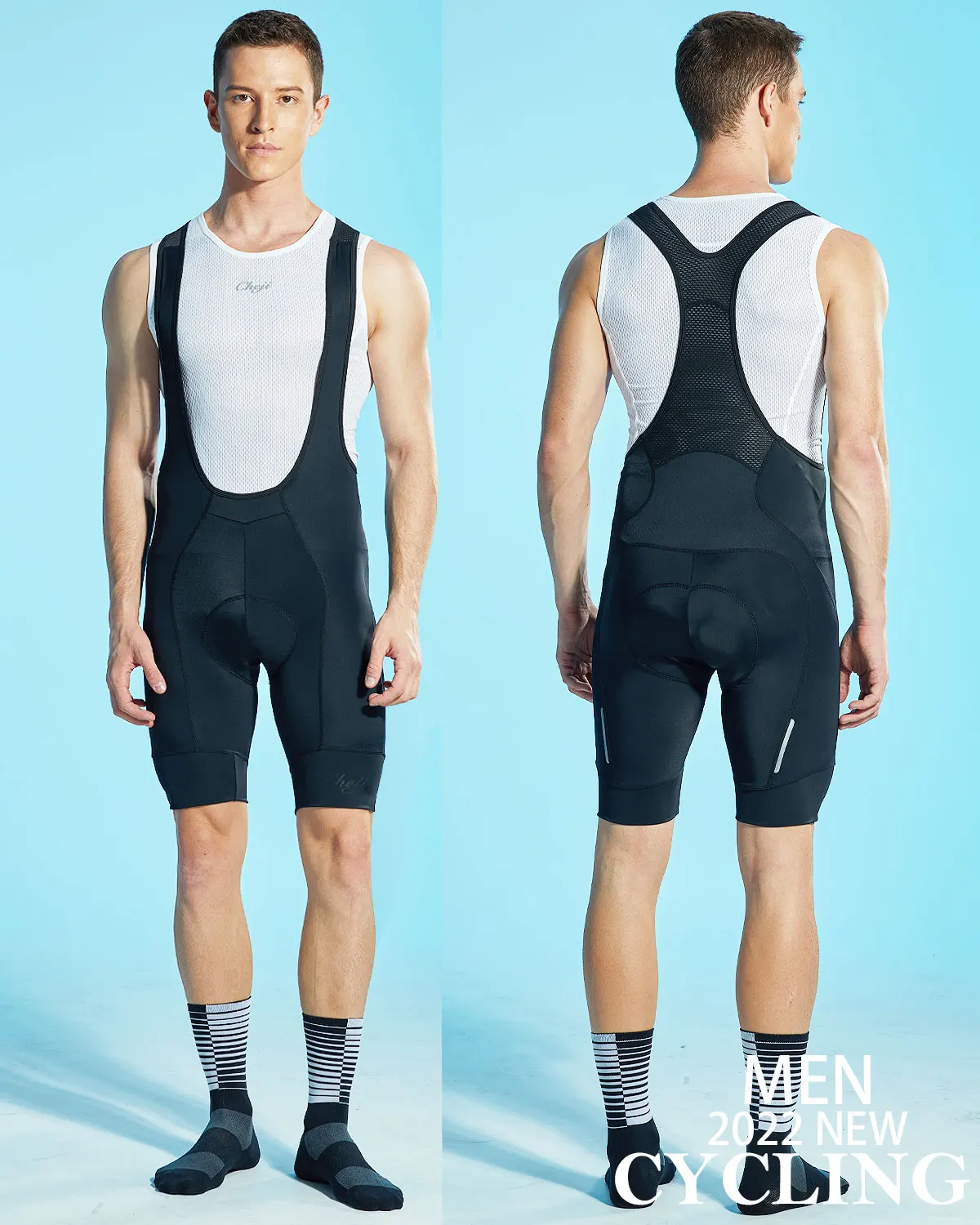 CHEJI Cycling Bib Shorts Men's Bike Gel Padded Pro Bicycle Pants quick dry