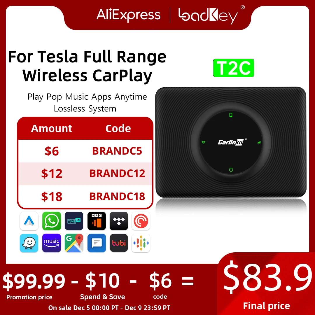 

LoadKey For Tesla Wireless CarPaly Model 3/X/Y/S CarPaly Adapter 5G WiFi Siri Voice Use Appel Map Netflix YouTube Music Ai Box