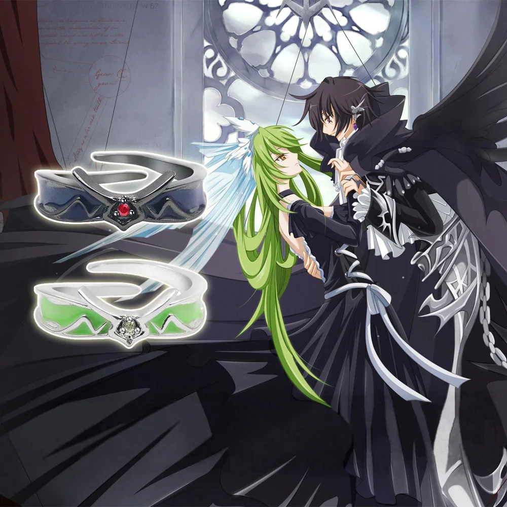 

Anime Code Geass Ring Lelouch Yukana Nogami Cosplay Unisex Adjustable Couple Lover Rings Manga Fans Jewelry Gift Accessories
