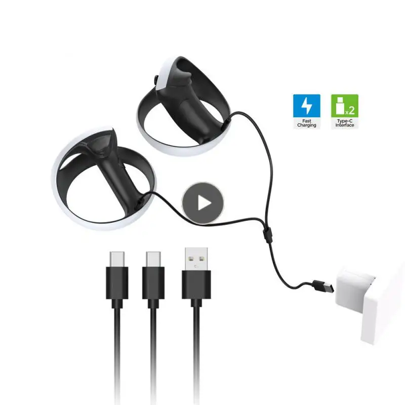 

Replacement For Ps5 Charger Cable 2 In 1 Type-c Ports Durability Charging Cord For 5 Convenient For Ps Vr2