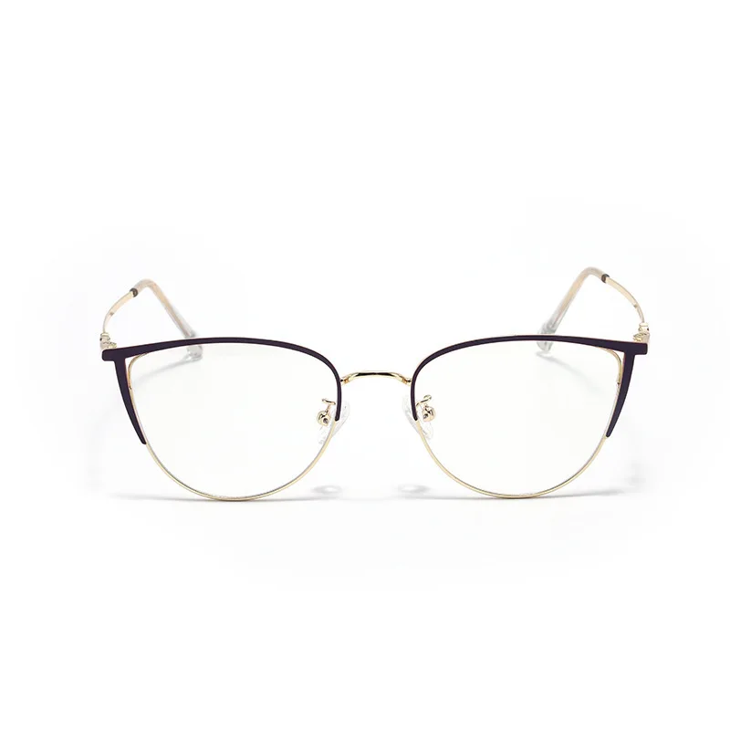 Модные металлические оправы кошачий глаз 2023 близорукость синие блокирующие очки