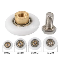 4pcs replacement brass single door rollers diameter 232527mm for 4 8mm bathroom sliding door wheel runner pulley parts fj1145