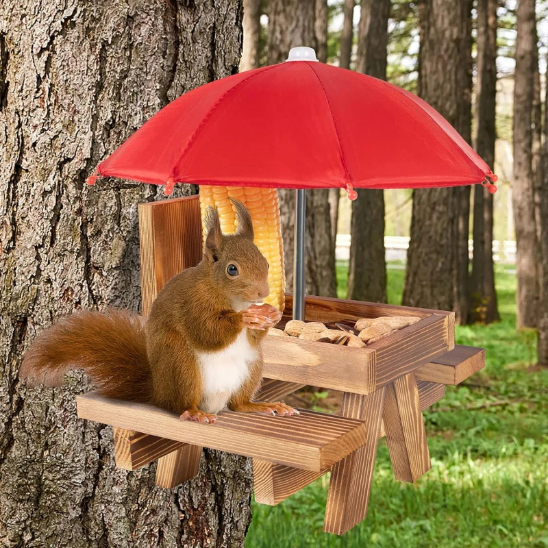 

1 Set Cob Holder Squirrel Feeder Wooden Squirrel Feeder Creative Shape Stable Structure Smooth Edge Reusable Easy to Refill Corn