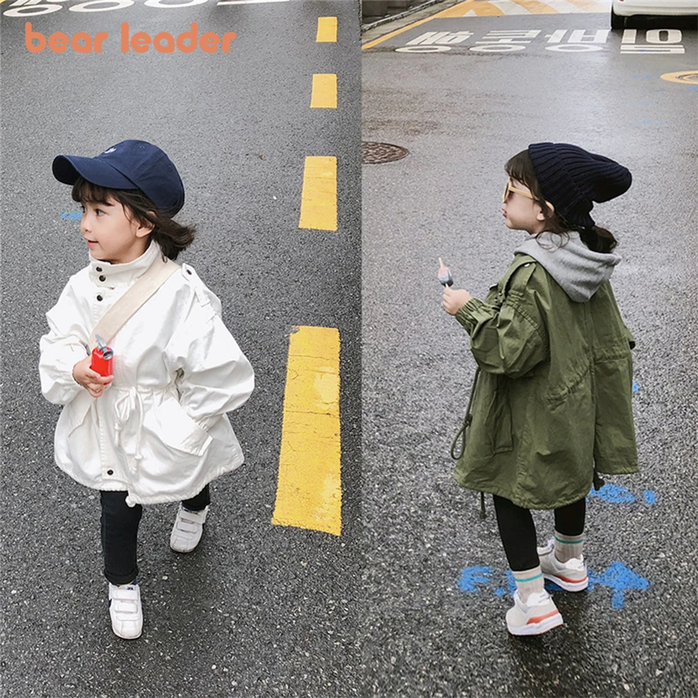

Bear Leader/Детская куртка; Пальто для девочек; Новинка 2023 года; Сезон осень; Повседневная ветровка с завязками с воротником-стойкой для девочек; Детское модное пальто