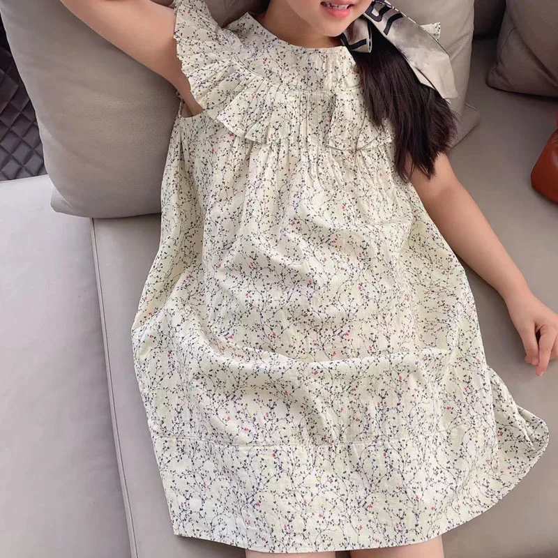 

in stock 2023 BP Spring Baby Girls Floral Dress for Girls Kids Clothes Shirt&Skirt Vanilla Hand-wrapped Dress