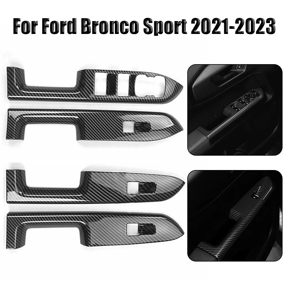 

4pcs Carbon Fiber Windshield Lift Switch Panel Cover Trim For Ford Bronco Sport 2021-2022 Glass Lift Panels