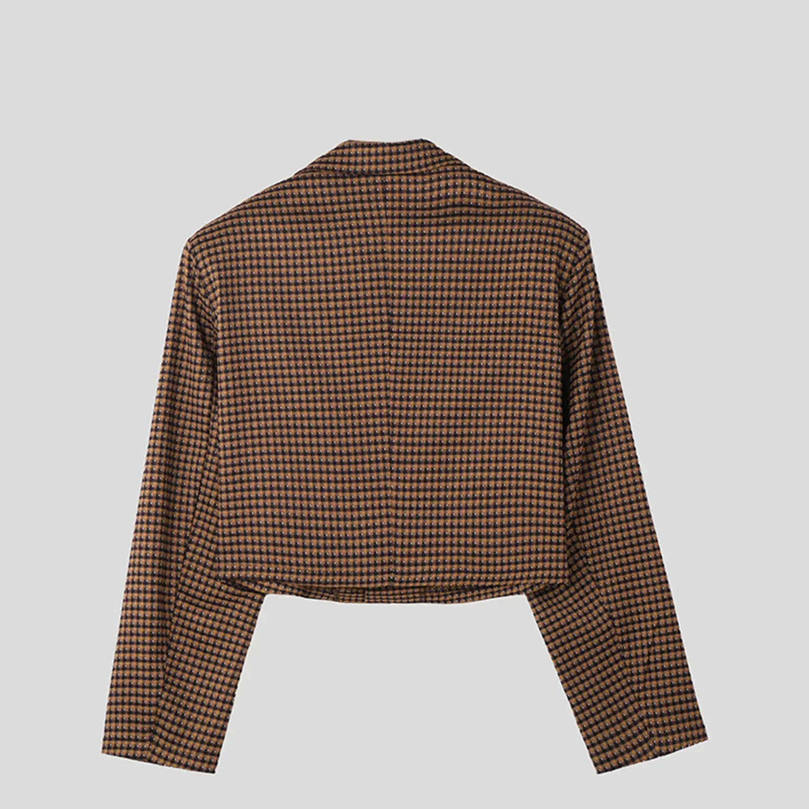 Мужская осенняя укороченная куртка с узором гусиные лапки пальто на пуговицах