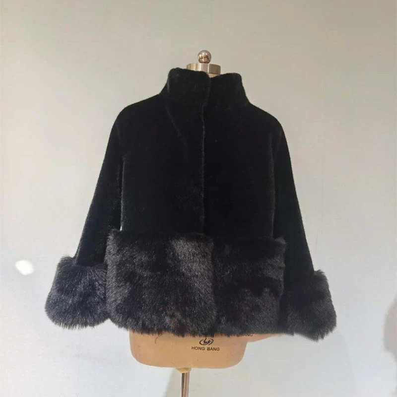 2022 New Winter Imitation Mink Fur Jacket Women Loose Fur Collar Thick Warm Short Coat Female Plush Fur Woolen Coats Outwear