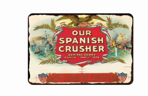 Старые испанские сигары жестяной знак 8x1 2 винтажные этикетки для сигар 1890-1900