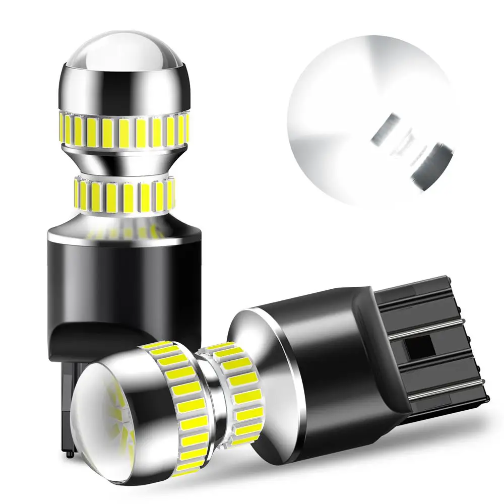 

AUXITO 2 шт. T20 W21W Светодиодная лампа 7440 7443 W21/5W Светодиодный Canbus Красный Желтый Белый Автомобильный указатель поворота Тормозные задние фонари 12 В