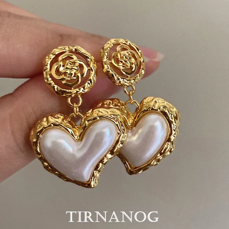 Французские элегантные милые Ретро романтичные Подвесные серьги в форме сердца
