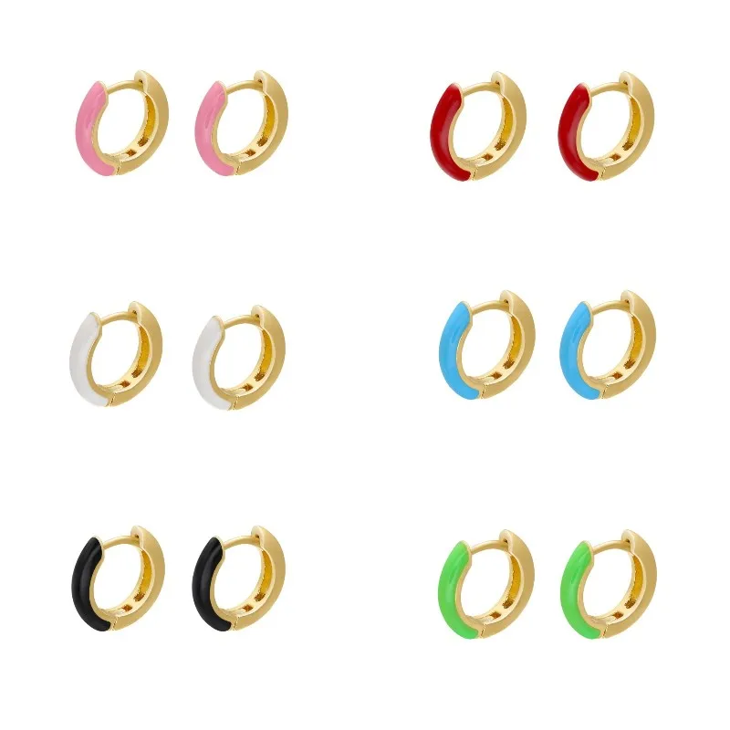 

1 Pair 2023 NEW Fashion Colorful Enamel Small Hoop Earrings Gorgeous Multicolor Women Earring Jewellery