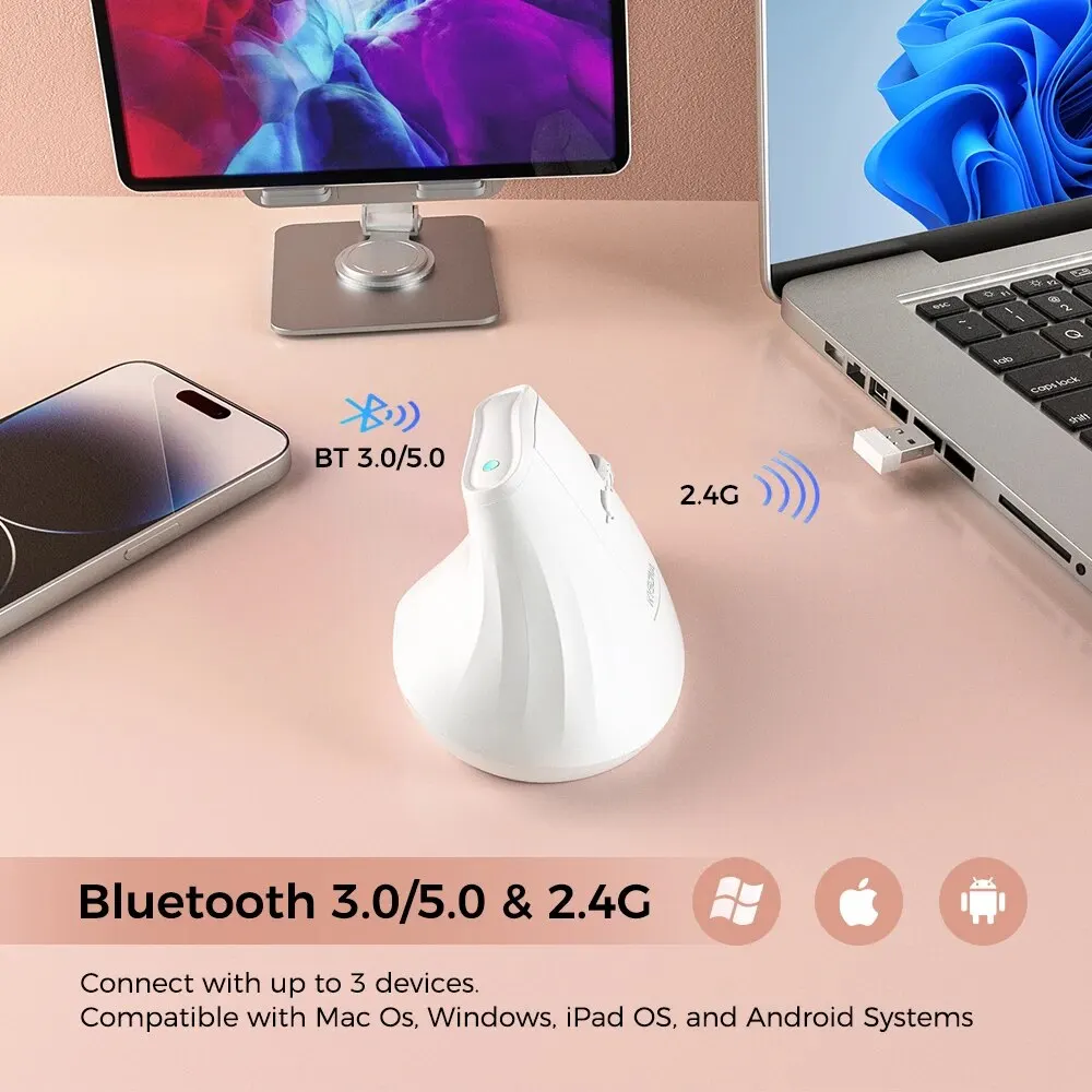 Вертикальная беспроводная эргономичная компьютерная мышь с 6 бесшумными