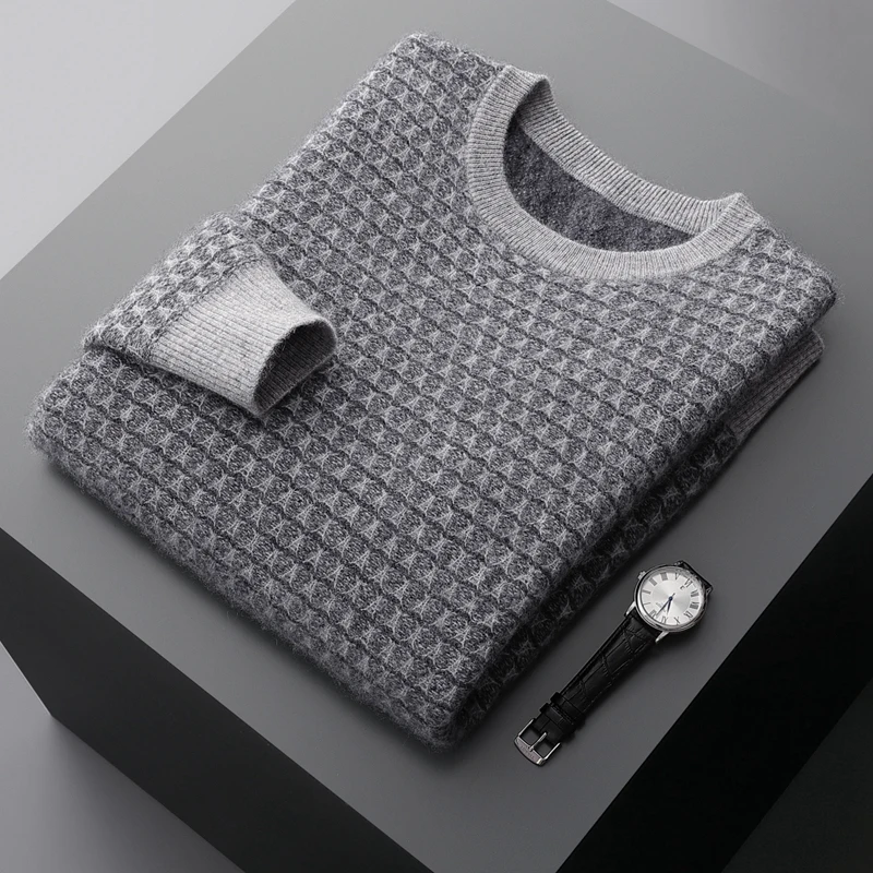 Высококачественный Мужской Жаккардовый свитер 100% из козы и кашемира пуловер