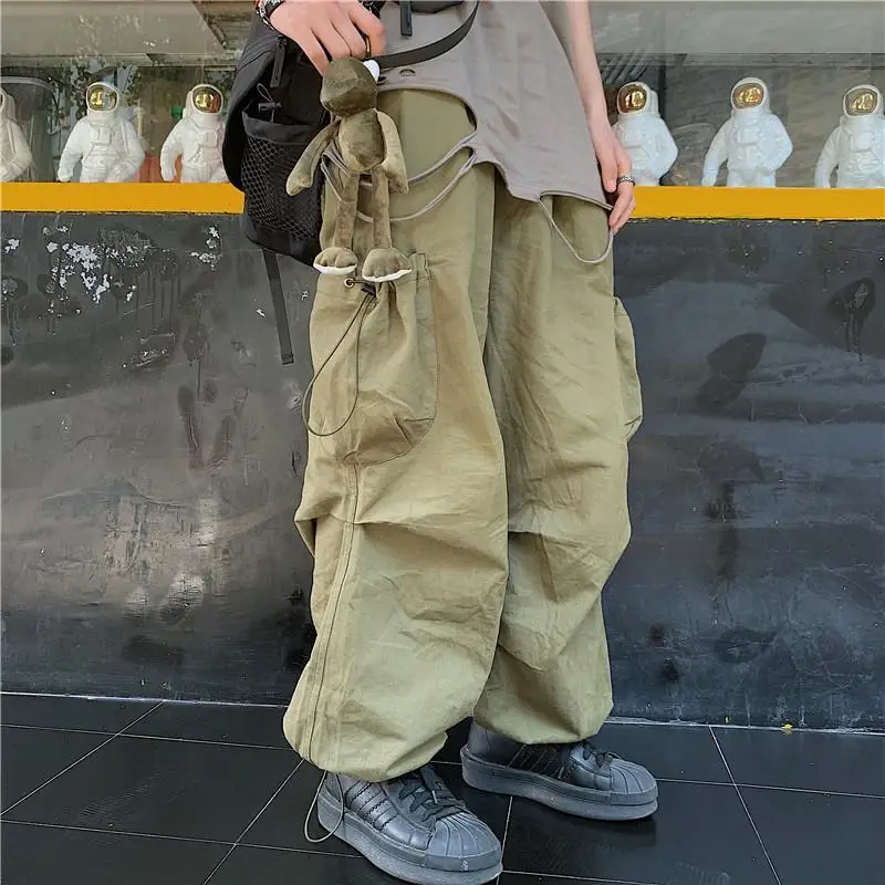 

American-style Y2K casual pants men's ins beamed overalls loose high street retro wide-leg straight tube big pocket trousers