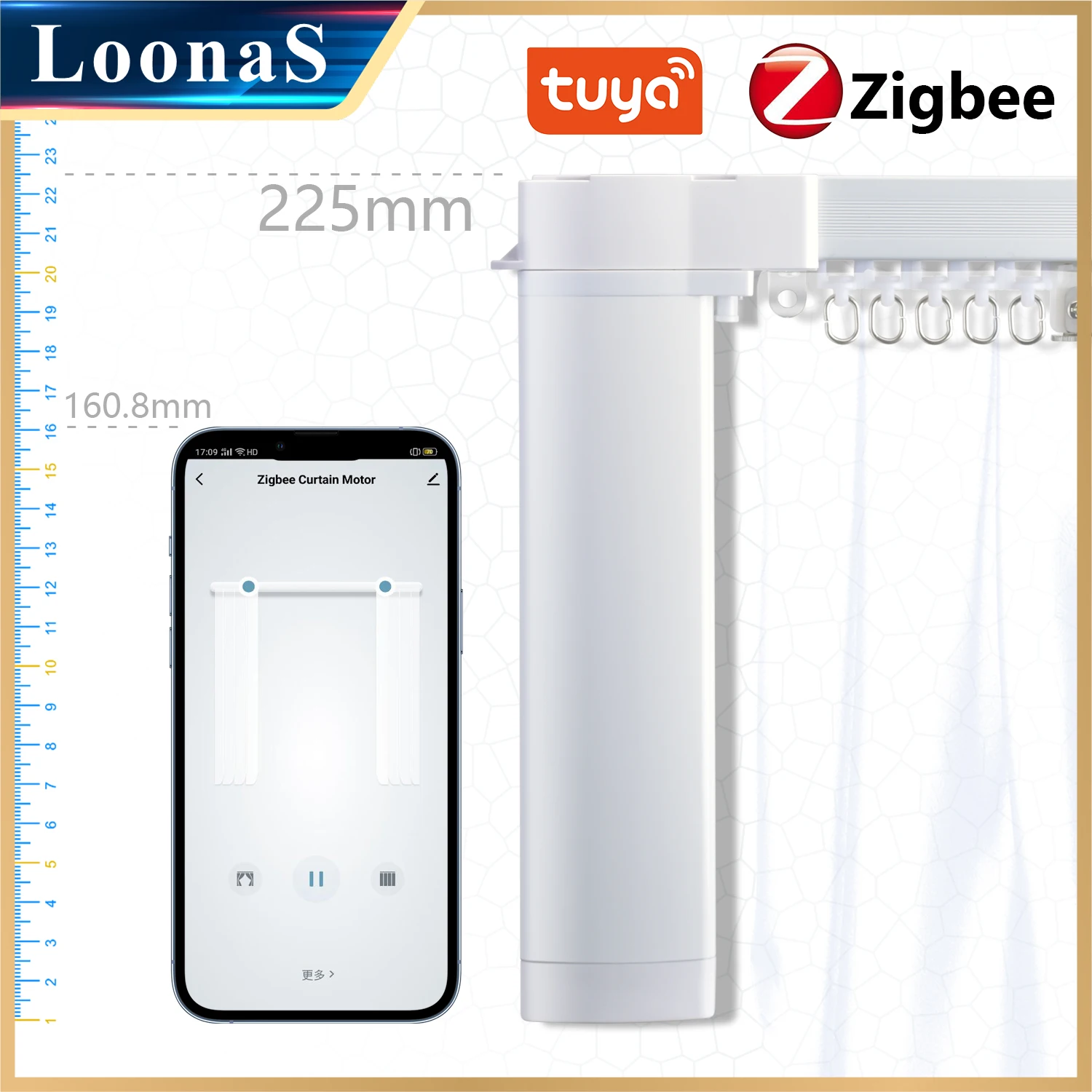 3Rd G Shorter Tuya Zigbee Electric Smart Curtain Motor Sistema Remoto Motorizzato Supporto Per Binario Spesso 1.3Mm Alexa Google Assist
