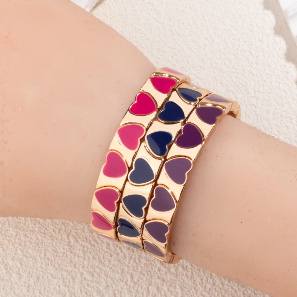 2024 браслет в форме сердца для женщин персиковые эластичные браслеты из бисера