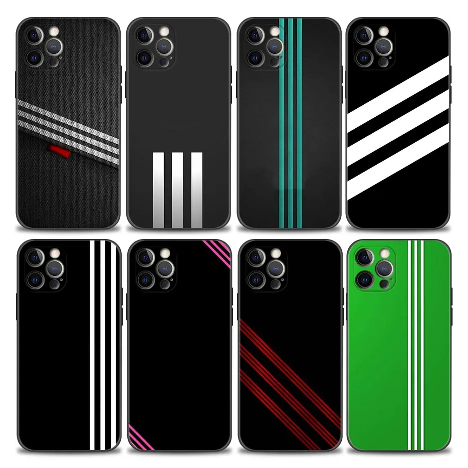 

Fashion Brand Stripes Phone Case for iPhone 11 12 13 Pro Max 7 8 SE XR XS Max 5 5s 6 6s Shell Case Plus Soft TPU Silicone Cover