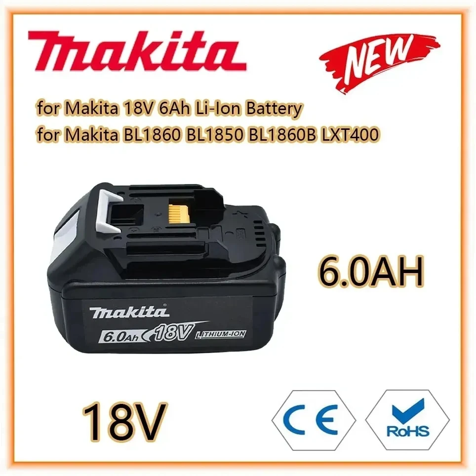 

Makita 100% оригинальный 18V 6.0Ah перезаряжаемый аккумулятор для электроинструмента со стандартной заменой литий-ионных аккумуляторов LXT BL1860B BL1860 BL1850