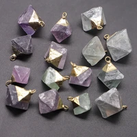 new natural stone fluorite pendants cone octahedron quartz crystal mineral diy gemstone necklace home decoration gift wholesale
