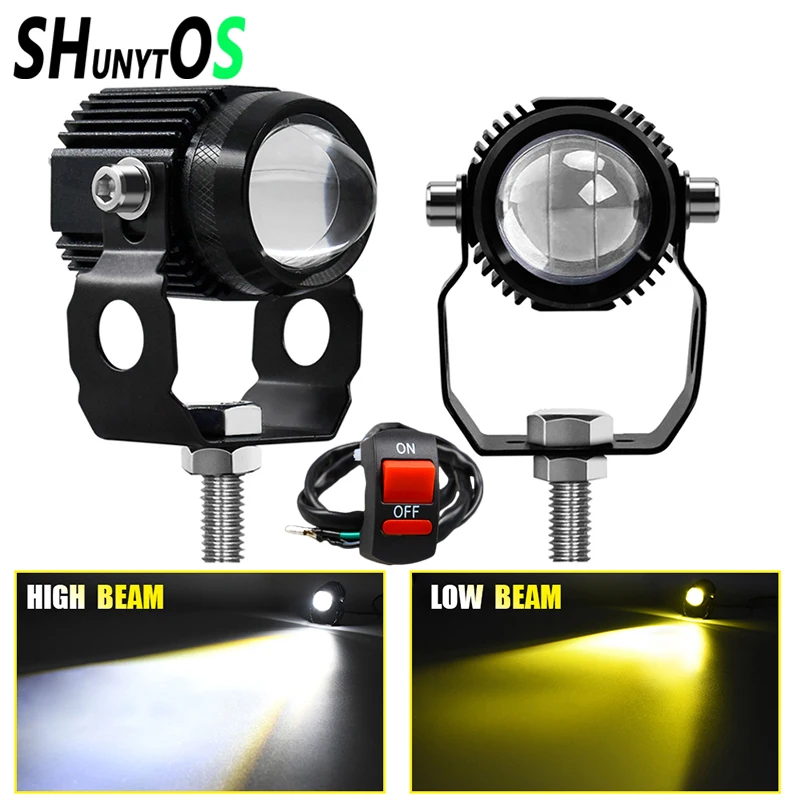

Motorcycle LED Driving Fog Lights 60W Amber and White Projector Lights Spotlight for Jeep E-Bike Tractor Truck ATV UTV