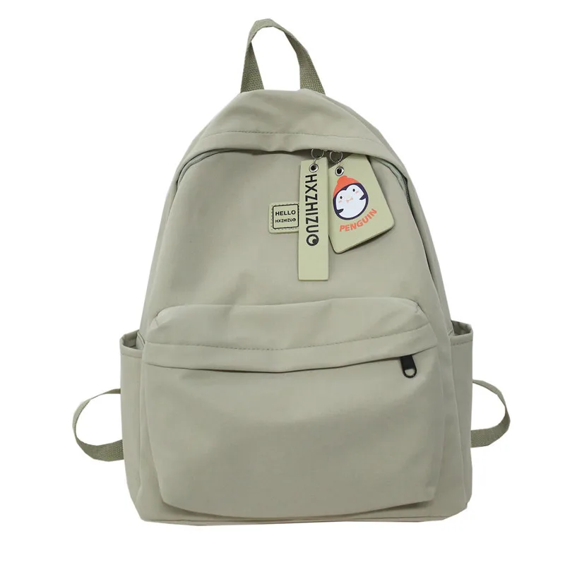 Simple High School Backpack Women University Student School Bags for Teenage Girls Nylon Green Korean Bookbag Fresh Casual 2022